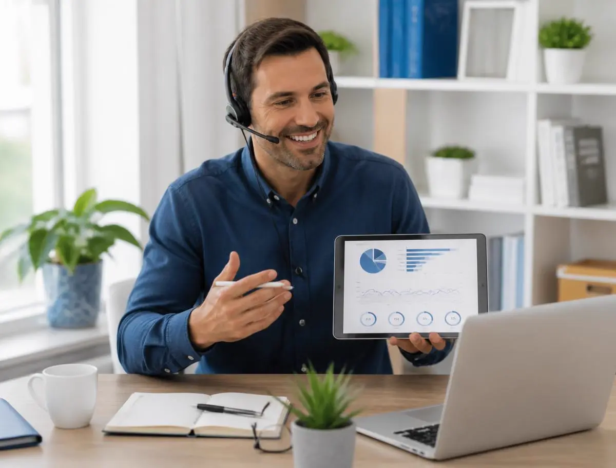 An educator during a one-on-one online class